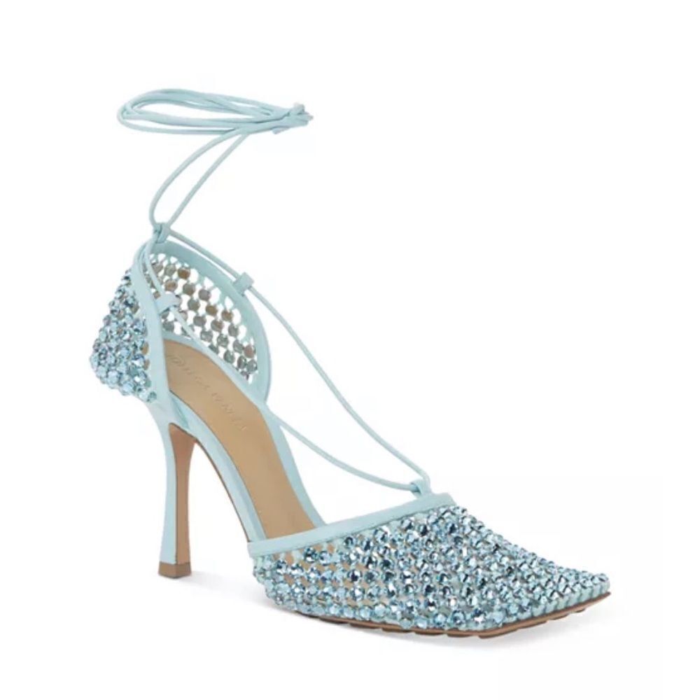 Bottega Veneta Stretch Embellished Ankle Strap High Heel Pumps size 41